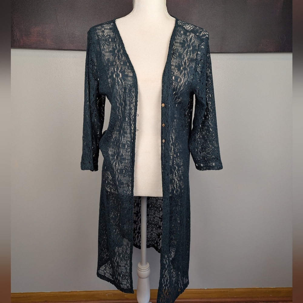 Green crochet cardigan